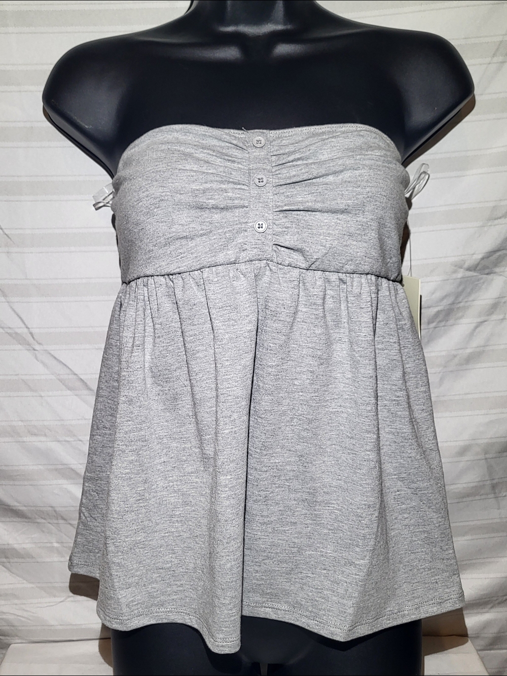 Frankee & Skylarr NWT Women's Gray Tube Top with Button Detail